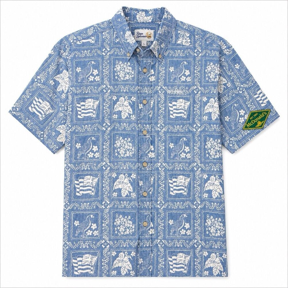 Reyn Spooner McDonald’s Corporate Aloha Shirt Men L Lahaina Sailor Hawaiian Rare